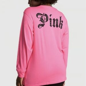 PINK Campus Long Sleeve Tee in Carmine Halloween Bling Medium NWT